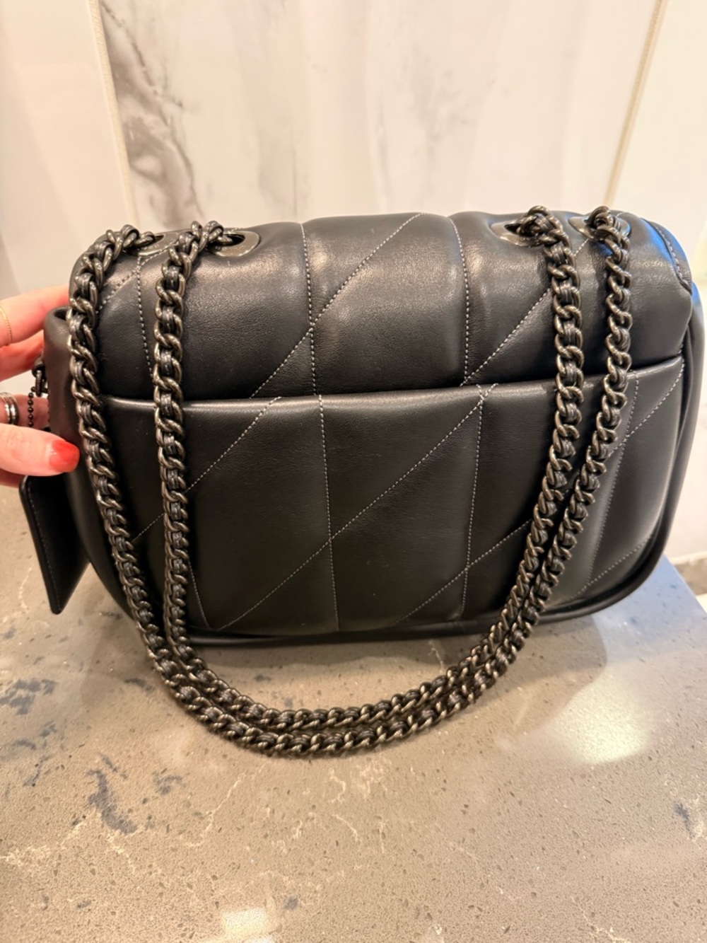 Coach Quilted Leather Shoulder Bag in Black - Picture 7 of 8